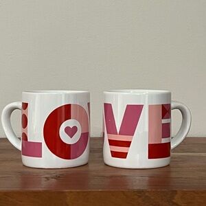 Set of 2 Crate & Barrel LOVE Mugs